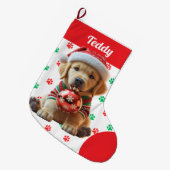 Niedliche Weihnachten Golden Retriever Welpe Perso Großer Weihnachtsstrumpf (Vorderansicht (hängend))