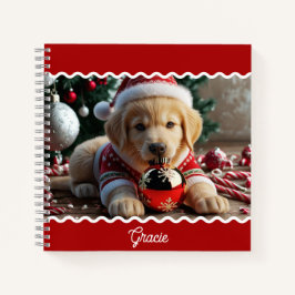 Niedliche Weihnachten Golden Retriever Welpe Perso Notizblock