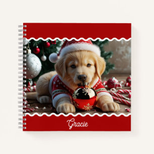 Niedliche Weihnachten Golden Retriever Welpe Perso Notizblock