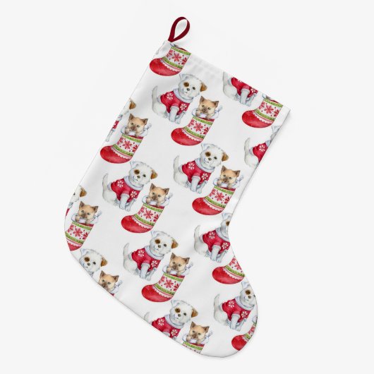 Niedliche Weihnachten Großer Weihnachtsstrumpf (Vorderansicht (hängend))