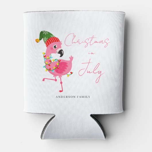 Niedliche Weihnachten im Juli Flamingo Dosenkühler (Vorderseite)