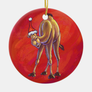 Niedliche Weihnachten in Camel Keramikornament
