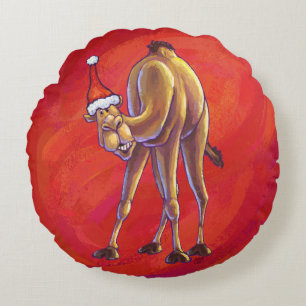 Niedliche Weihnachten in Camel Rundes Kissen