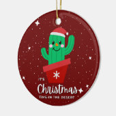 Niedliche Weihnachten in der Wüste Santa Cactus Keramik Ornament (Links)