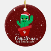 Niedliche Weihnachten in der Wüste Santa Cactus Keramik Ornament (Hinten)