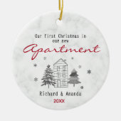 Niedliche Weihnachten in unserer neuen Wohnung Keramik Ornament (Vorne)