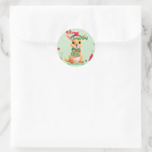 Niedliche Weihnachten Kangaroo Runder Aufkleber