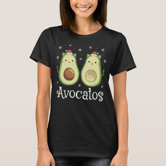 Niedliche Weihnachten Kawaii Cat Avocado T-Shirt (Vorderseite)
