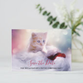 Niedliche Weihnachten Kitten Save the Date Einladung (Stehend Vorderseite)