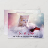 Niedliche Weihnachten Kitten Save the Date Einladung (Vorne/Hinten)