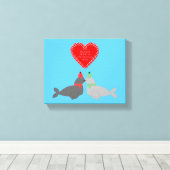 Niedliche Weihnachten Küssen Siegel Leinwanddruck (Insitu (Holzboden))