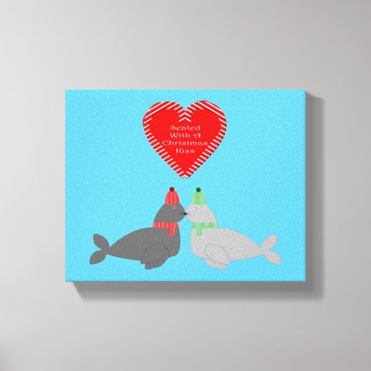 Niedliche Weihnachten Küssen Siegel Leinwanddruck (Vorderseite)