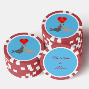 Niedliche Weihnachten Küssen Siegel Pokerchips