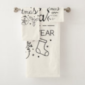 Niedliche Weihnachten Minimalistisch Doodle Handtu Badhandtuch Set (Insitu)