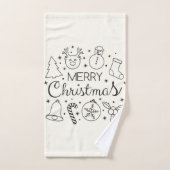 Niedliche Weihnachten Minimalistisch Doodle Handtu Badhandtuch Set (Handtuch)