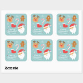 Niedliche Weihnachten mit dem Weihnachtsmann, Rent Quadratischer Aufkleber (Blatt)