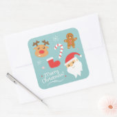 Niedliche Weihnachten mit dem Weihnachtsmann, Rent Quadratischer Aufkleber (Umschlag)