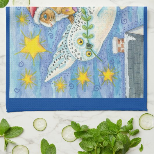 Niedliche Weihnachten mit Rabbit als Weihnachtsman Geschirrtuch (Gefaltet)