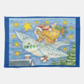 Niedliche Weihnachten mit Rabbit als Weihnachtsman Geschirrtuch (Horizontal)