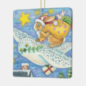 Niedliche Weihnachten mit Rabbit als Weihnachtsman Keramikornament (Links)