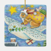 Niedliche Weihnachten mit Rabbit als Weihnachtsman Keramikornament (Rückseite)