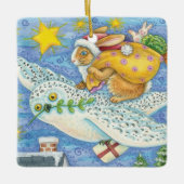 Niedliche Weihnachten mit Rabbit als Weihnachtsman Keramikornament (Vorderseite)