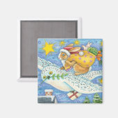 Niedliche Weihnachten mit Rabbit als Weihnachtsman Magnet (Vorderseite/Rückseite)