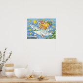 Niedliche Weihnachten mit Rabbit als Weihnachtsman Poster (Küche)