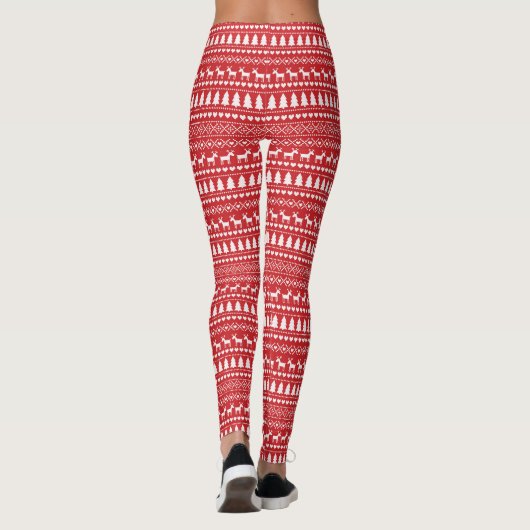 Niedliche Weihnachten mit Weihnachtsbäumen, Hirsch Leggings (Rückseite)