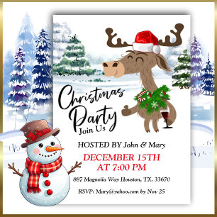 Niedliche Weihnachten Moose Weihnachten Einladung