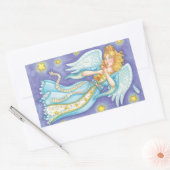 Niedliche Weihnachten, Musiker Engel spielen ihr H Rechteckiger Aufkleber (Umschlag)