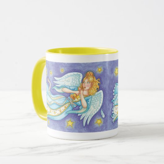 Niedliche Weihnachten, Musiker Engel spielen ihr H Tasse (Vorderseite Links)