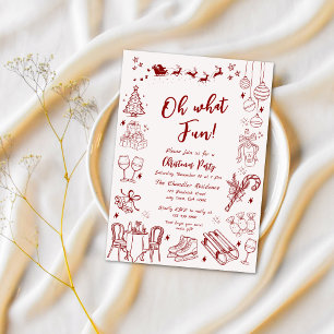 Niedliche Weihnachten Party Doodle Einladung