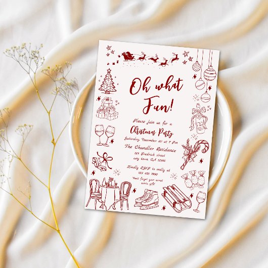 Niedliche Weihnachten Party Doodle Einladung