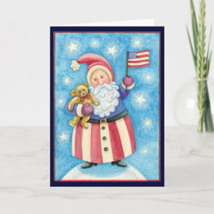 Niedliche Weihnachten, Patriotischer Weihnachtsman Feiertagskarte