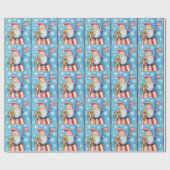 Niedliche Weihnachten, Patriotischer Weihnachtsman Geschenkpapier (Flach)