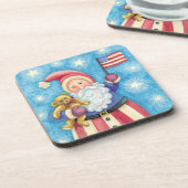 Niedliche Weihnachten, Patriotischer Weihnachtsman Getränkeuntersetzer (Linke Seite)