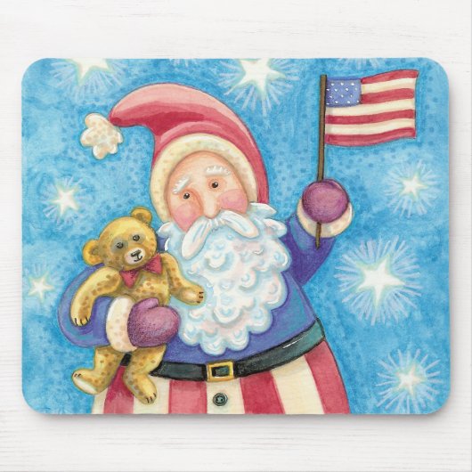 Niedliche Weihnachten, Patriotischer Weihnachtsman Mousepad (Vorne)