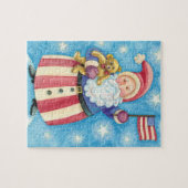 Niedliche Weihnachten, Patriotischer Weihnachtsman Puzzle (Horizontal)