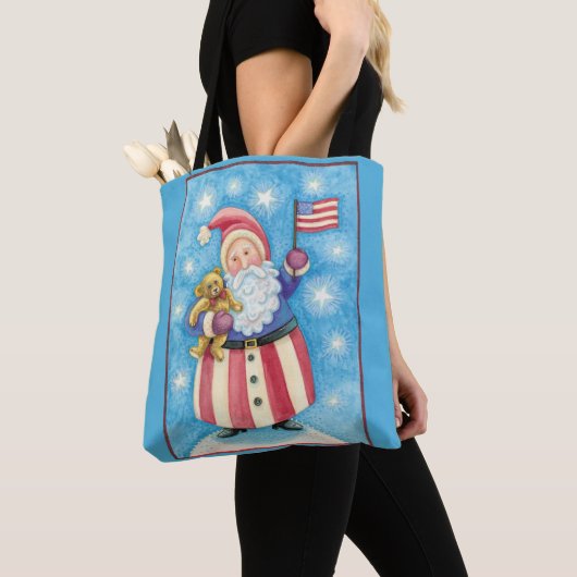 Niedliche Weihnachten, Patriotischer Weihnachtsman Tasche (Von Nahem)