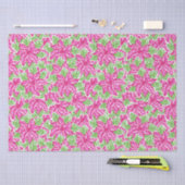 Niedliche Weihnachten Pink & Green Poinsettias Seidenpapier (Handwerk)