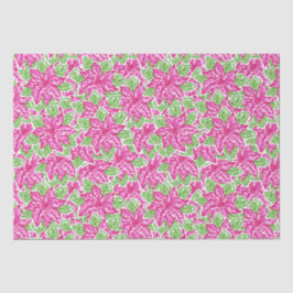 Niedliche Weihnachten Pink & Green Poinsettias Seidenpapier