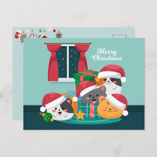 Niedliche Weihnachten Postkarte (Vorne/Hinten)