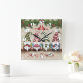 Niedliche Weihnachten Quadratische Wanduhr (Zuhause)