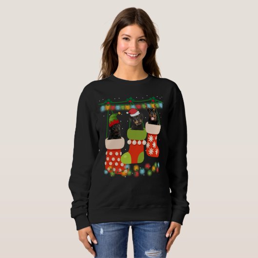 Niedliche Weihnachten Rottweiler Sock Xmas Reindei Sweatshirt (Vorne ganz)