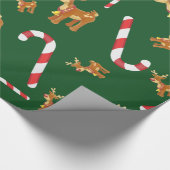 Niedliche Weihnachten Rudolph Candy Cane Pattern G Geschenkpapier (Ecke)