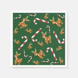 Niedliche Weihnachten Rudolph Candy Cane Pattern G Serviette