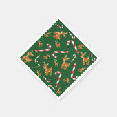 Niedliche Weihnachten Rudolph Candy Cane Pattern G Serviette (Ecke)
