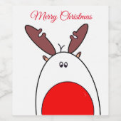 Niedliche Weihnachten Rudolph the Red Nose Rentier Weinetikett (Einzelnes Label)