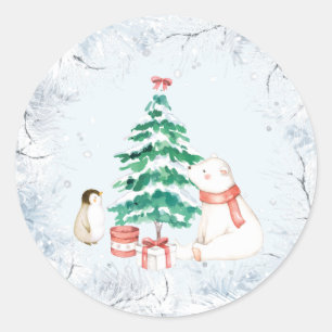 Niedliche Weihnachten Runder Aufkleber